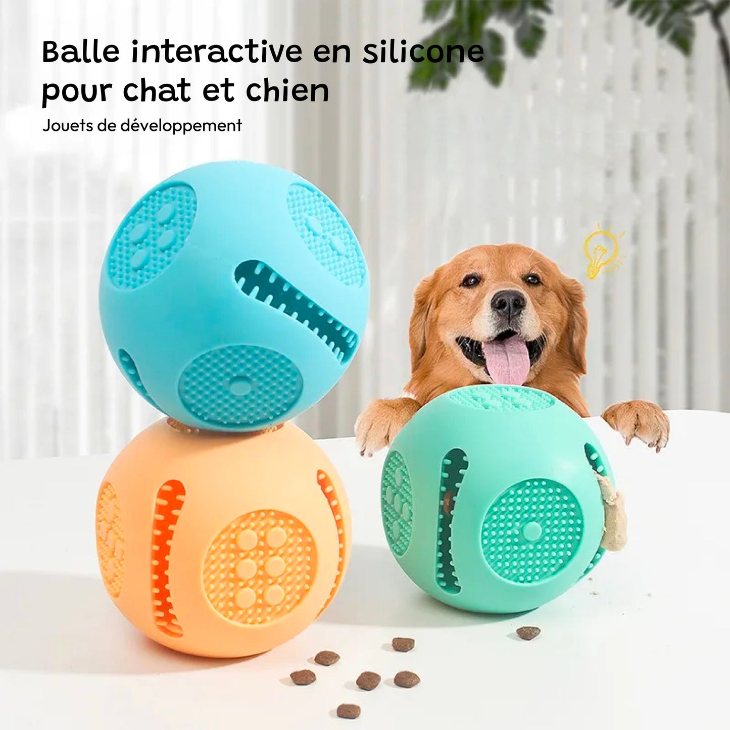 Jouet Interactif Silicone à Macher pour Chien - Distributeur de Croquettes