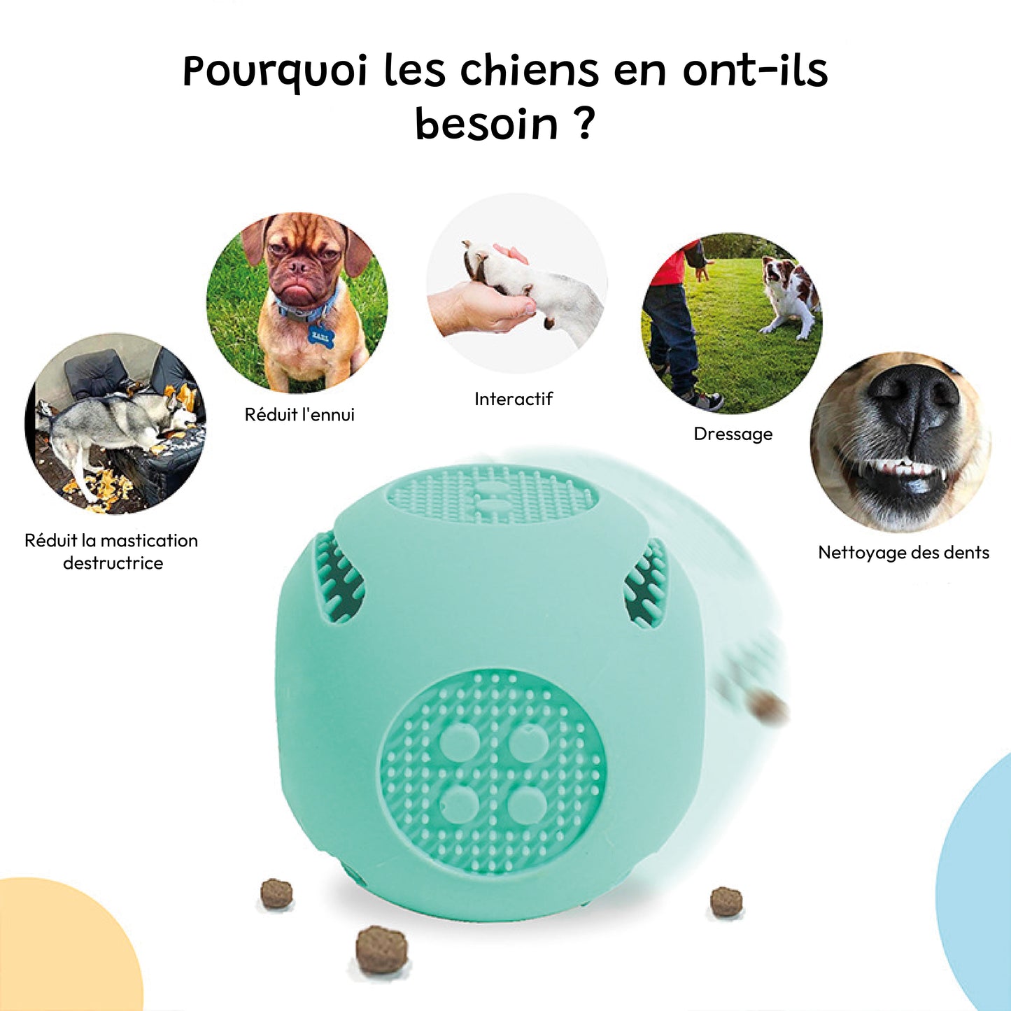 Jouet Interactif Silicone à Macher pour Chien - Distributeur de Croquettes