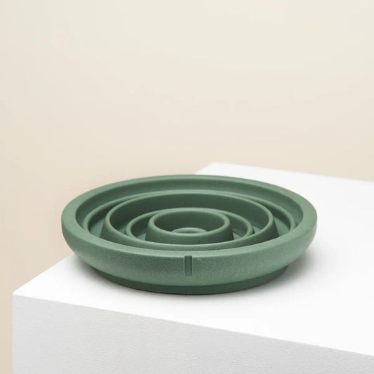 Gamelle anti glouton chat vert labyrinthe spirale - Slow feeding digestion saine - CasualPets