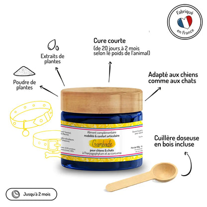 Complément Gambade fabrication française - Extraits de plantes naturels, cure courte 20 jours à 2 mois, cuillère doseuse incluse - CasualPets