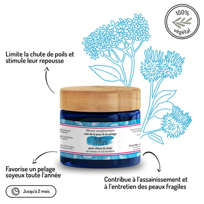 Complément Allure 100% végétal - Limite chute de poils, favorise pelage soyeux, assainit peaux fragiles naturellement - CasualPets