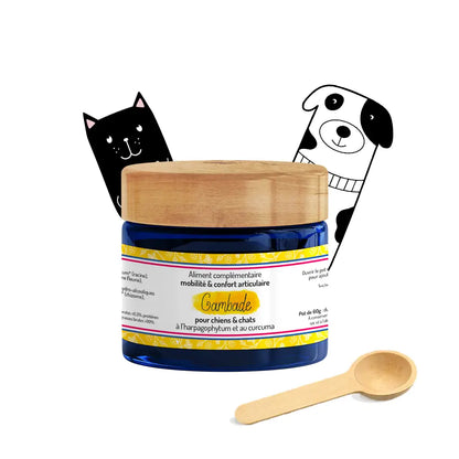 Complément alimentaire Gambade mobilité et confort articulaire chien chat - Harpagophytum et curcuma naturel - CasualPets