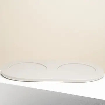 Plateau support grande taille double gamelles chien chat gris antidérapant - Base ergonomique stable et design - CasualPets