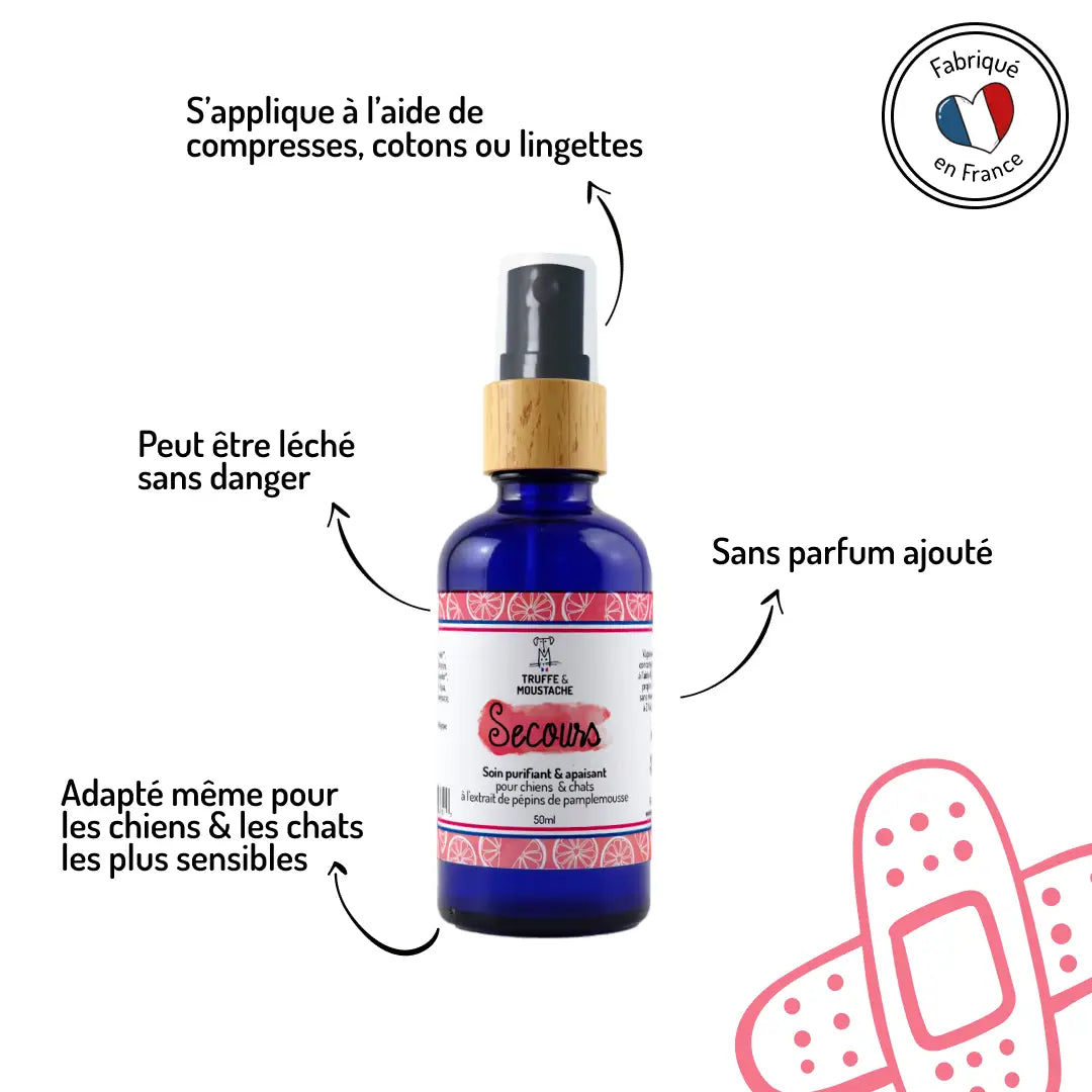 Soin Secours fabriqué en France - Application facile, sans danger si léché, adapté animaux sensibles, sans parfum ajouté - CasualPets