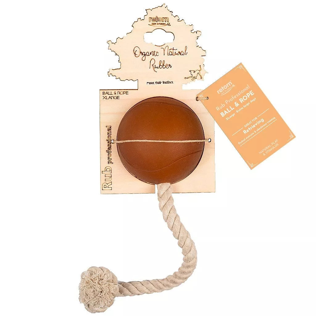 Ball & Rope Retorn – Jouet Chien Balle Corde en Caoutchouc Naturel | Flottant & Résistant