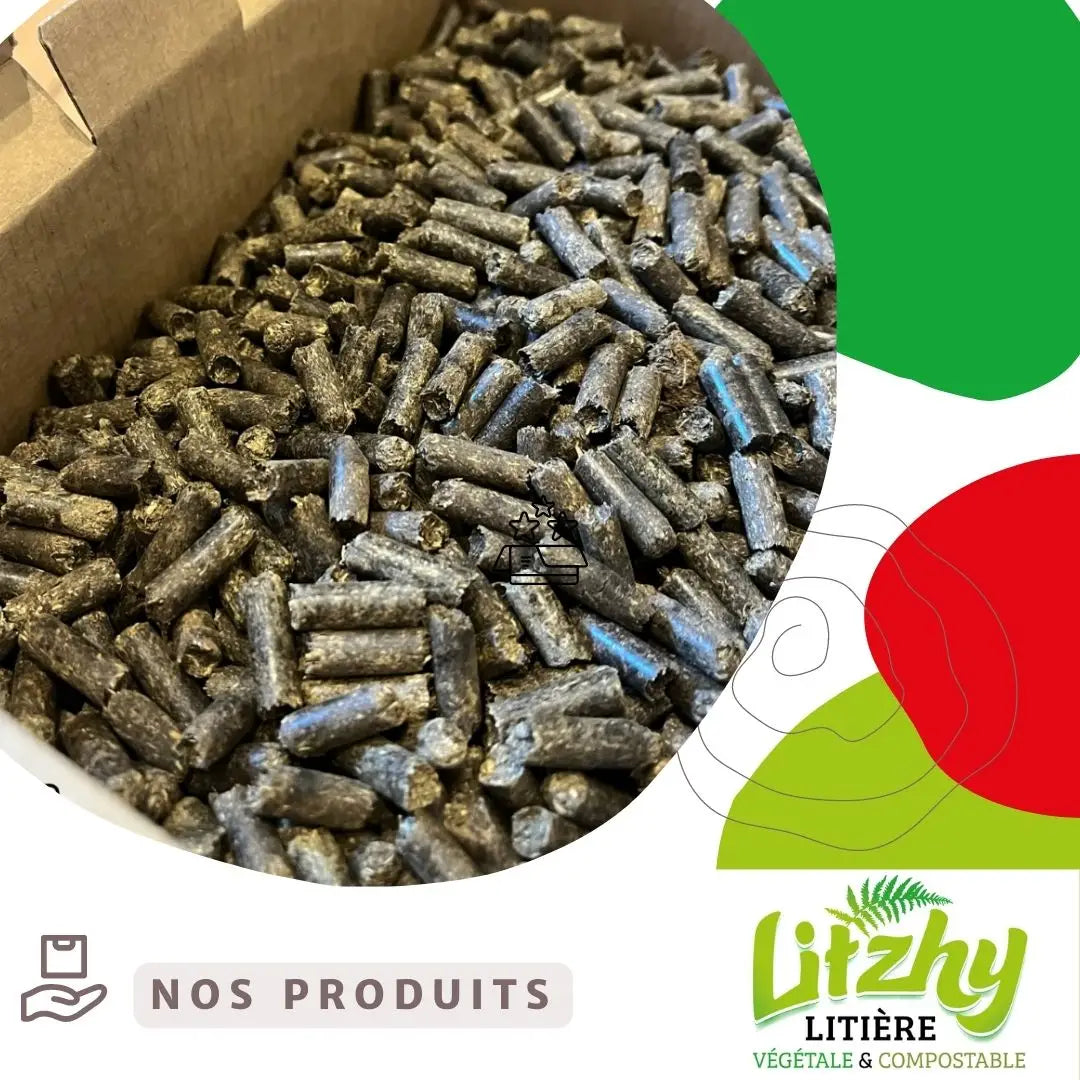 Litière végétale naturelle pour chat Litzhy à base de landes en granulés - 100% compostable et écologique - CasualPets