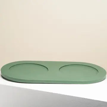Plateau support grande taille double gamelles chien chat vert antidérapant - Base ergonomique stable et design - CasualPets