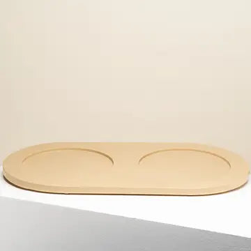Plateau double gamelles beige antidérapant chien chat - Support stable ergonomique design - CasualPets